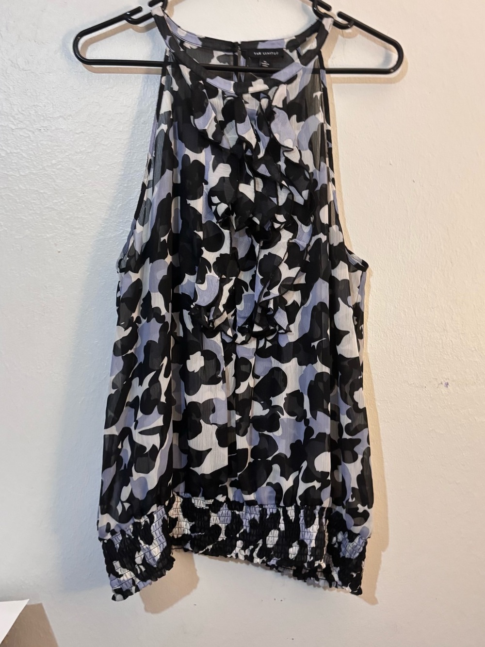 The Limited Black, White & Lavender Floral Halter Top